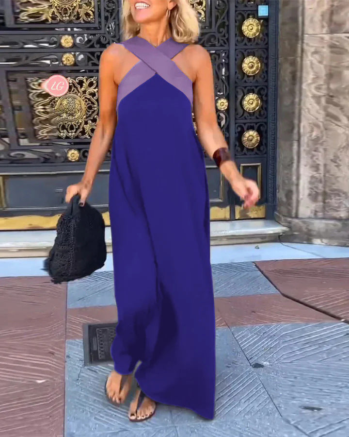 V-Neck Long Sleeve Maxi Dress