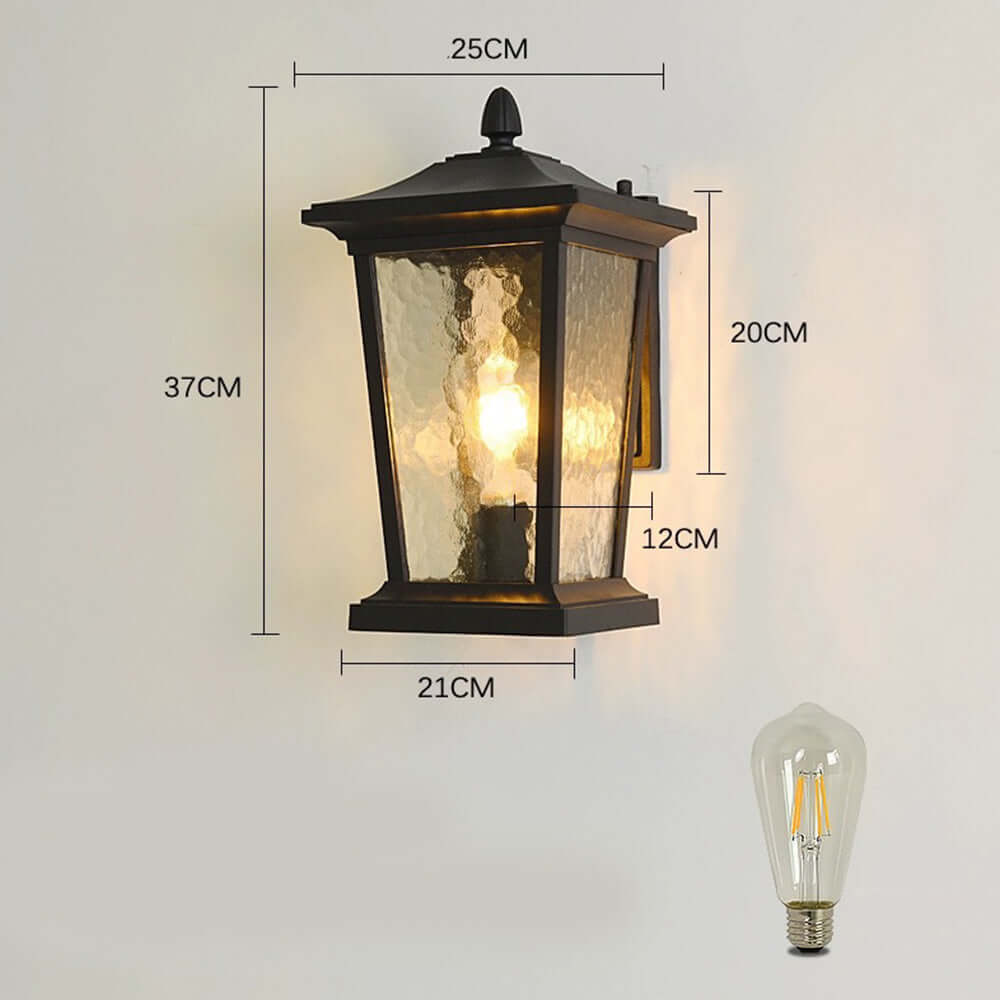 Rustic Weatherproof Exterior Wall Light, Glass Cover