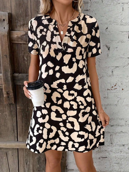 Animal Print Deep V Dress