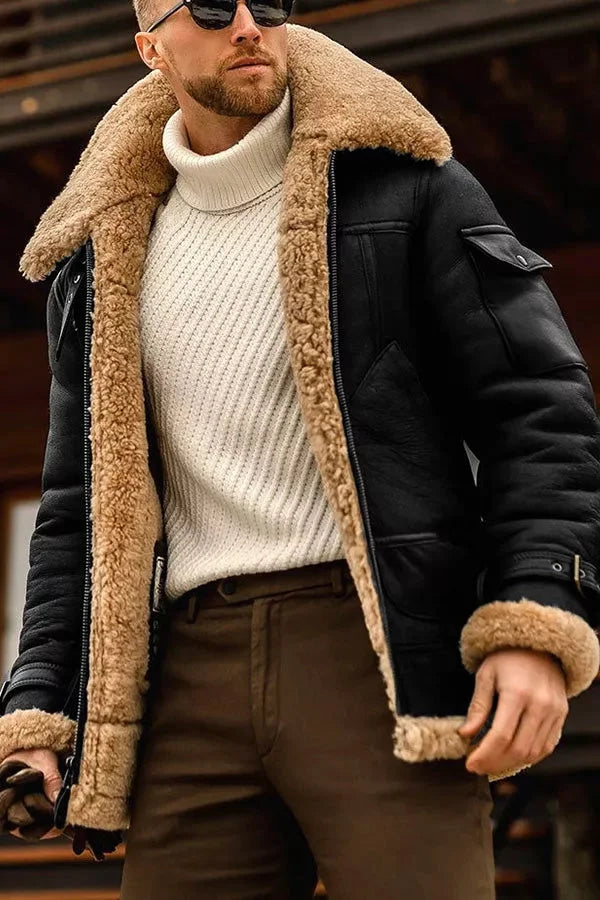 Warm Mens Pilot Jacket with Zip Up Classic Style - Luxivelle