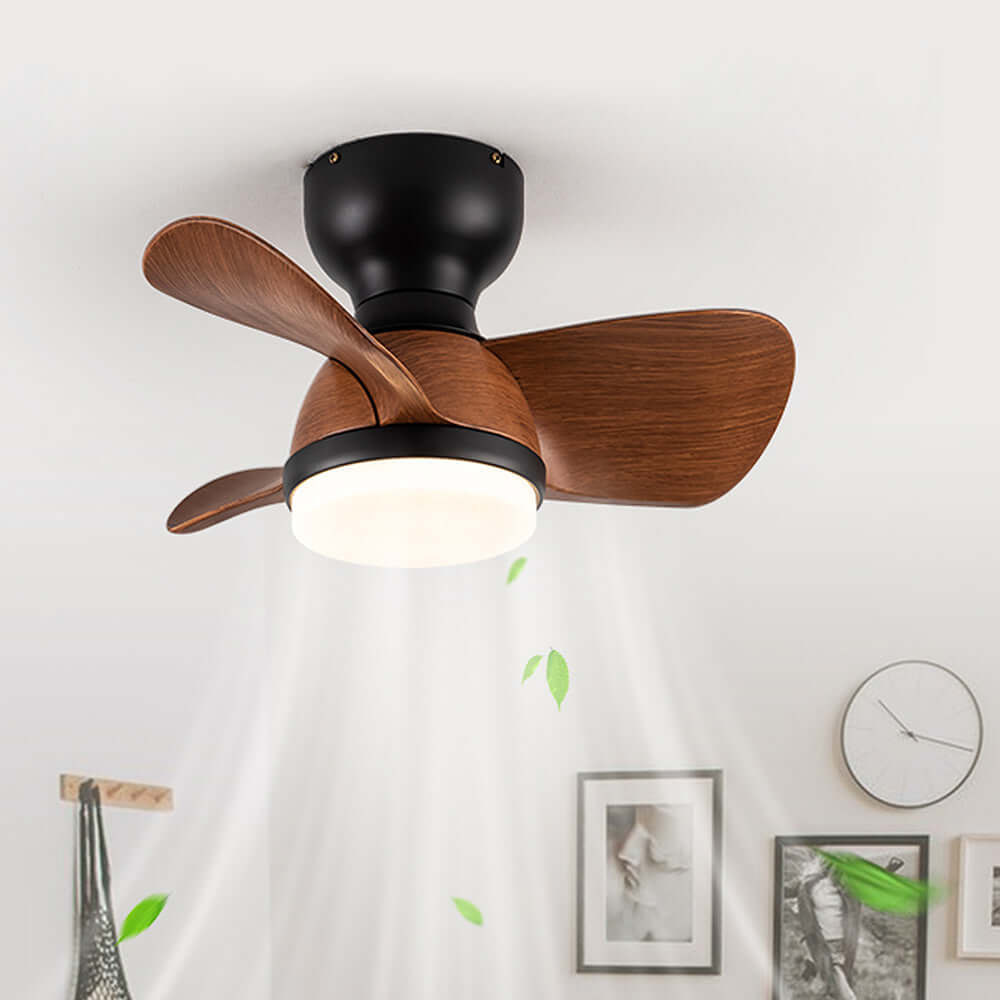 Stylish Wood Grain Ceiling Fan with LED Lighting