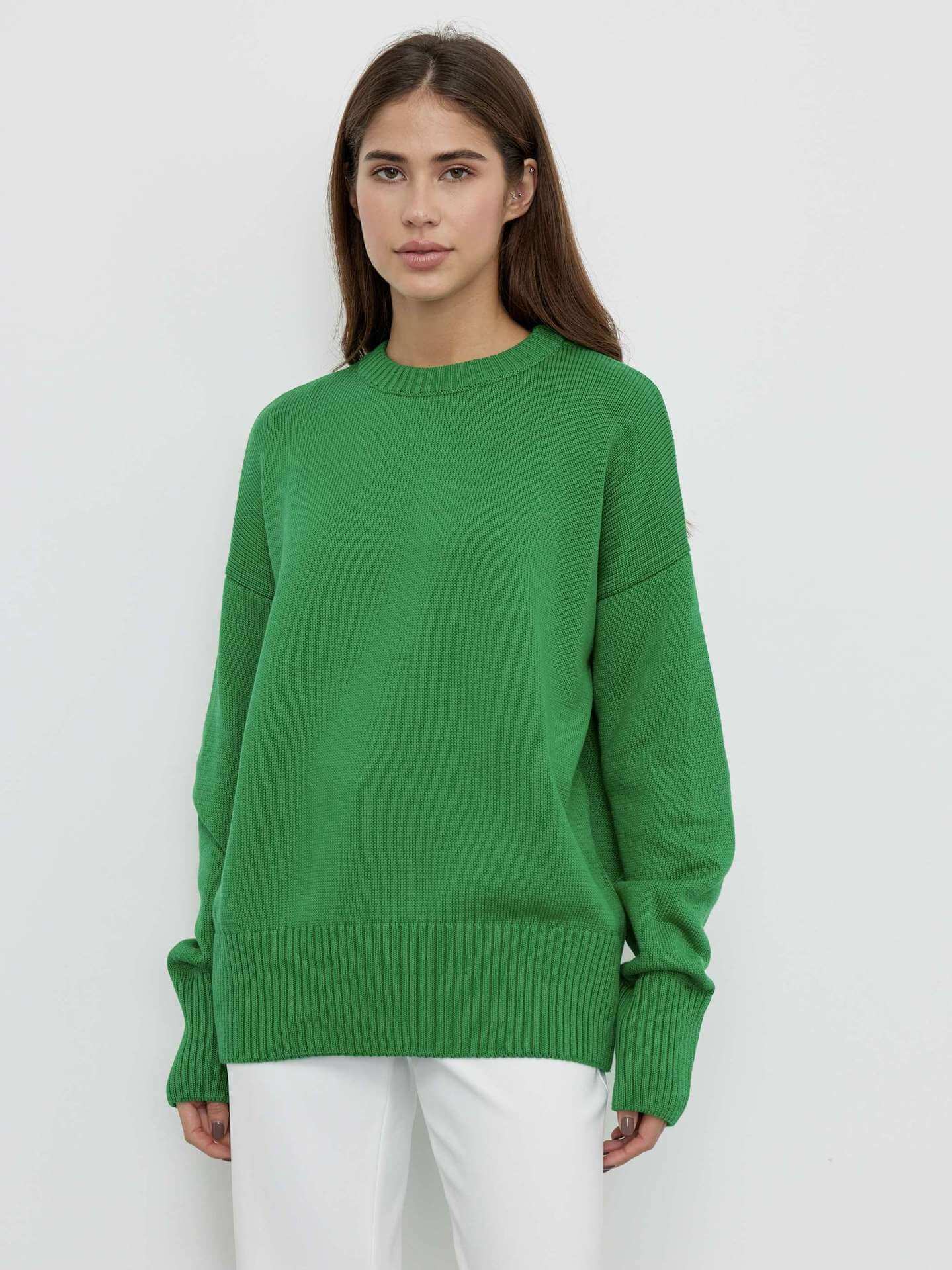 Feminine Crew Neck Fitted Knit Top