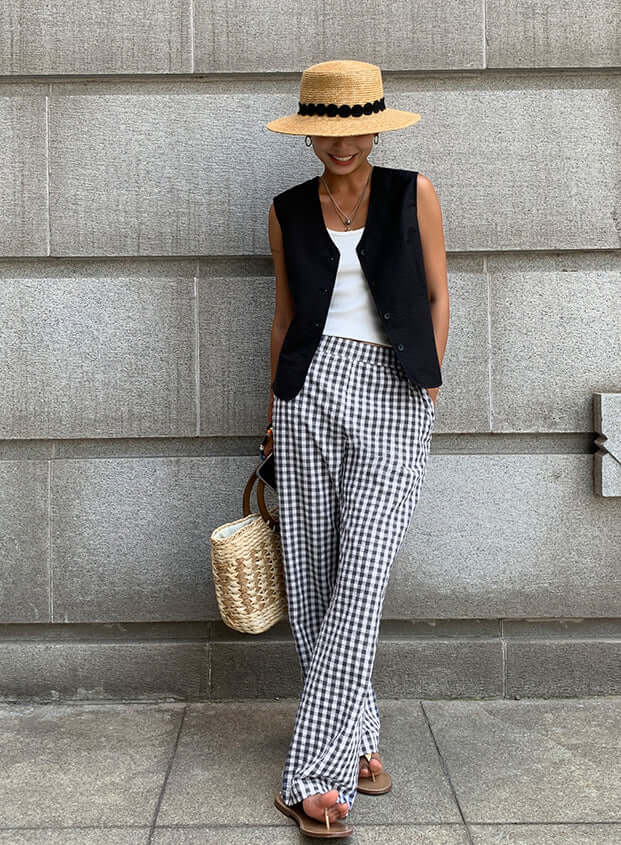Classic Checked Loose Fit Pants