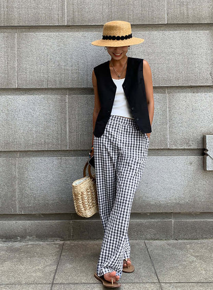Classic Checked Loose Fit Pants