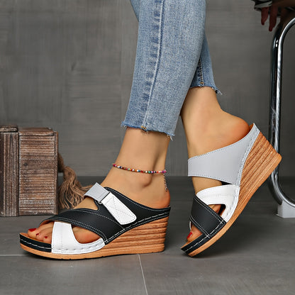Vibrant Colorblock Wedge Sandals