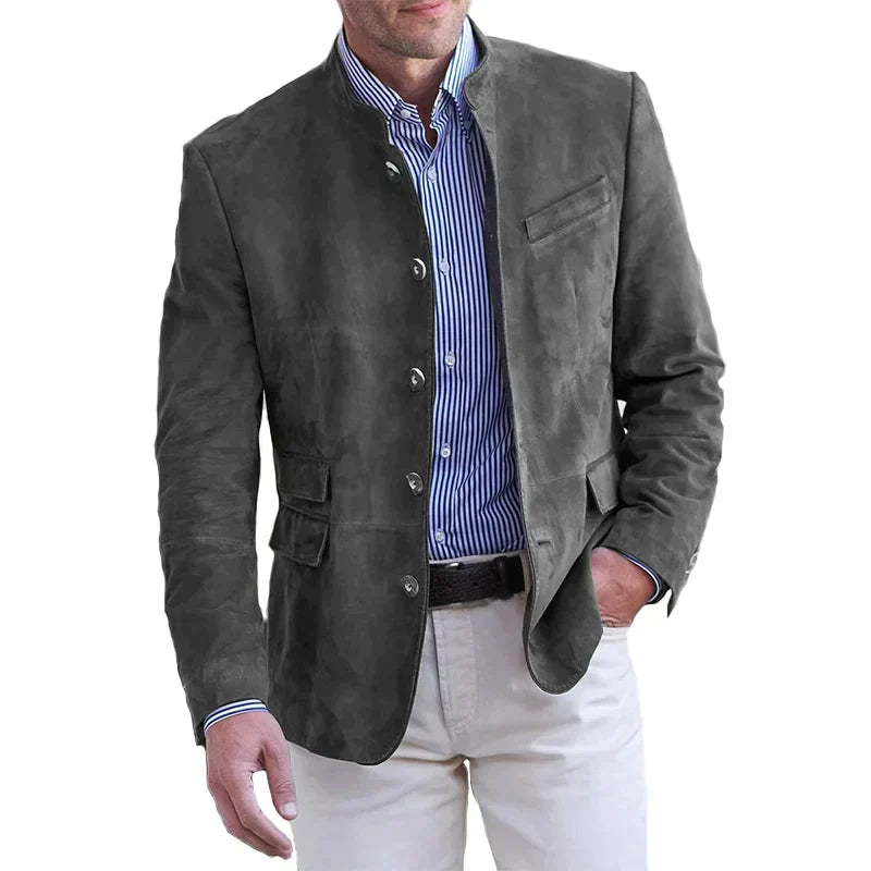 Slim Fit Mandarin Collar Mens Blazer Jacket