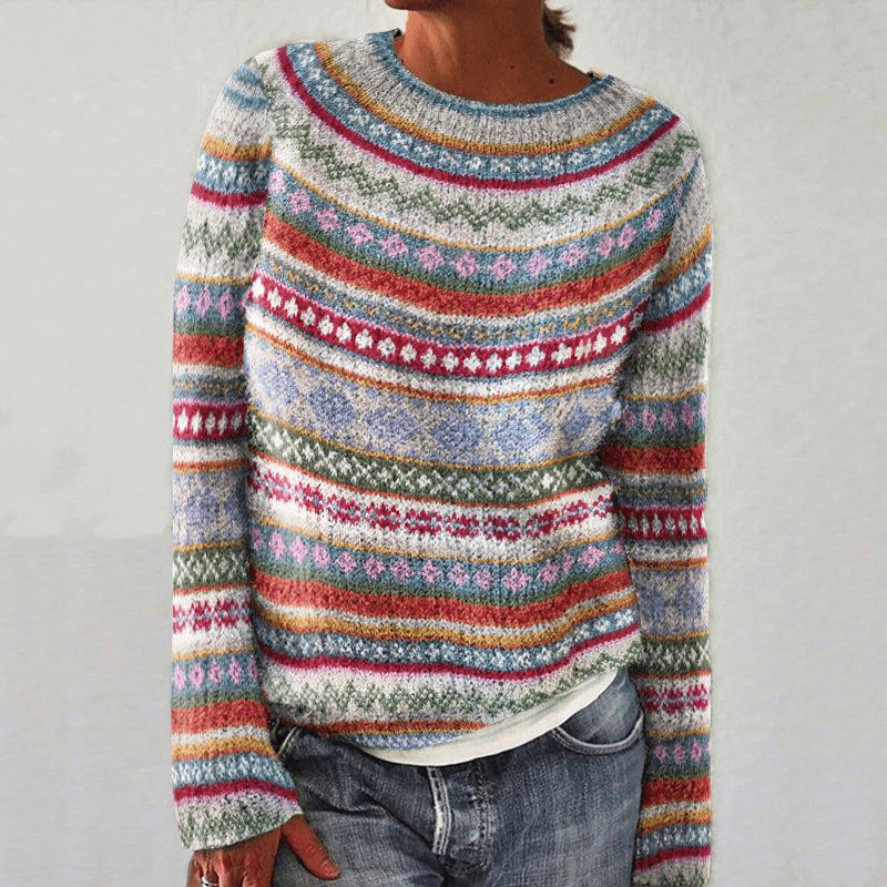 Ladies' Colorful Cable Knit Long Sleeve Sweater - Luxivelle