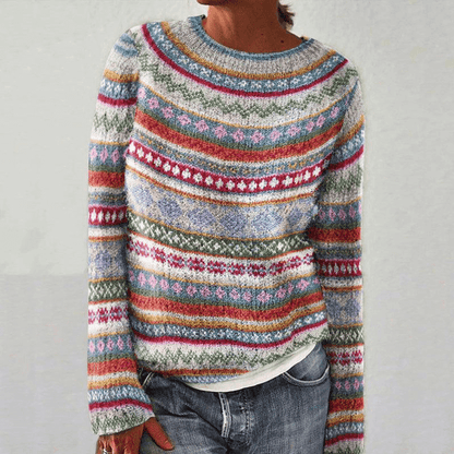 Ladies' Colorful Cable Knit Long Sleeve Sweater - Luxivelle