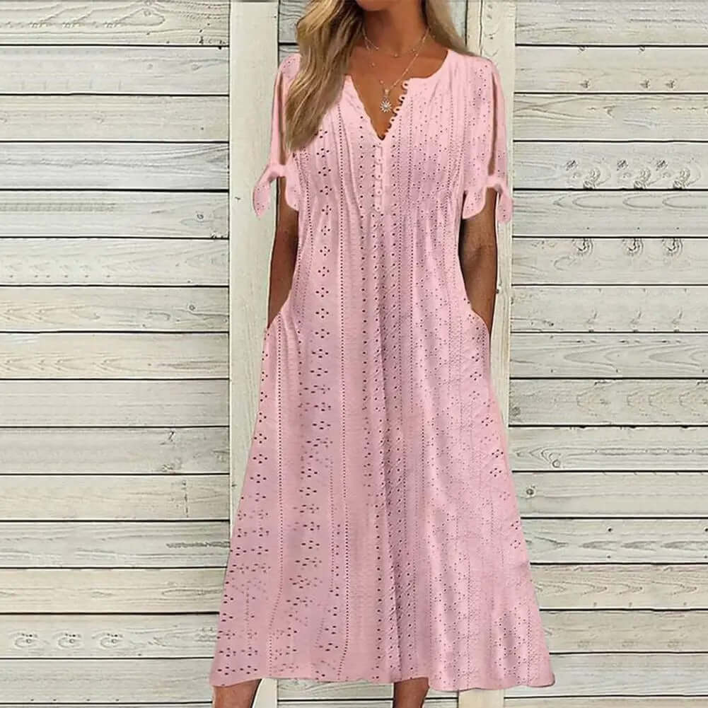 Feminine Floral Knee Length Dress - Luxivelle