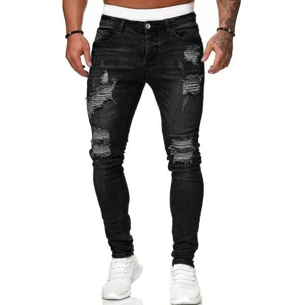 Slim Fit Fuzzy Black Jeans