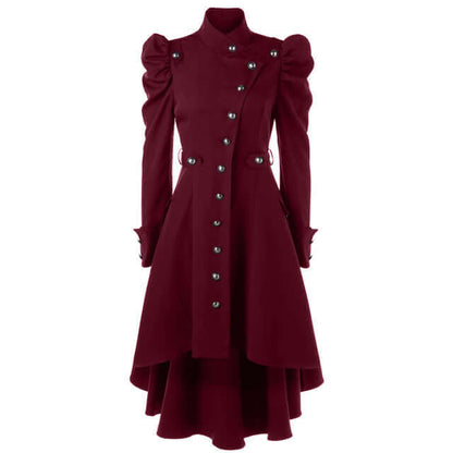 Classic Ladies Midi Coat with Fitted Neckline