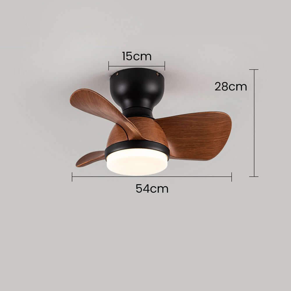 Stylish Wood Grain Ceiling Fan with LED Lighting