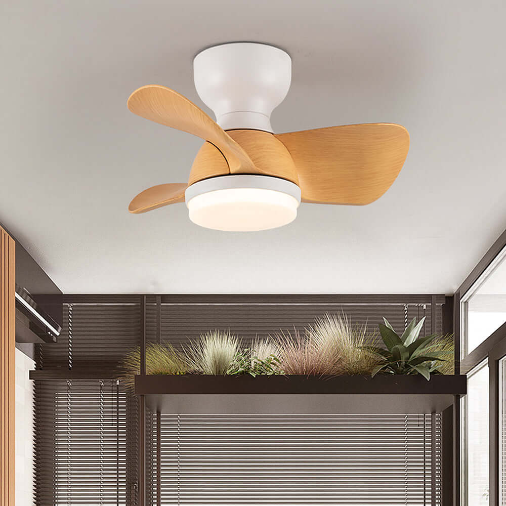 Stylish Wood Grain Ceiling Fan with LED Lighting