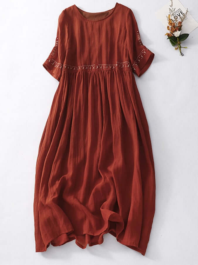 Relaxed Fit Embroidered Cotton Summer Dress