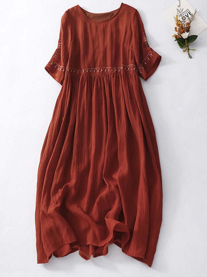 Relaxed Fit Embroidered Cotton Summer Dress