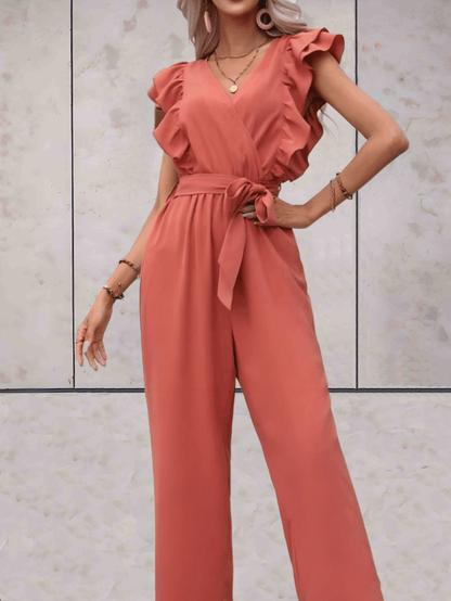 Chic Flare Sleeve V-Neck Romper