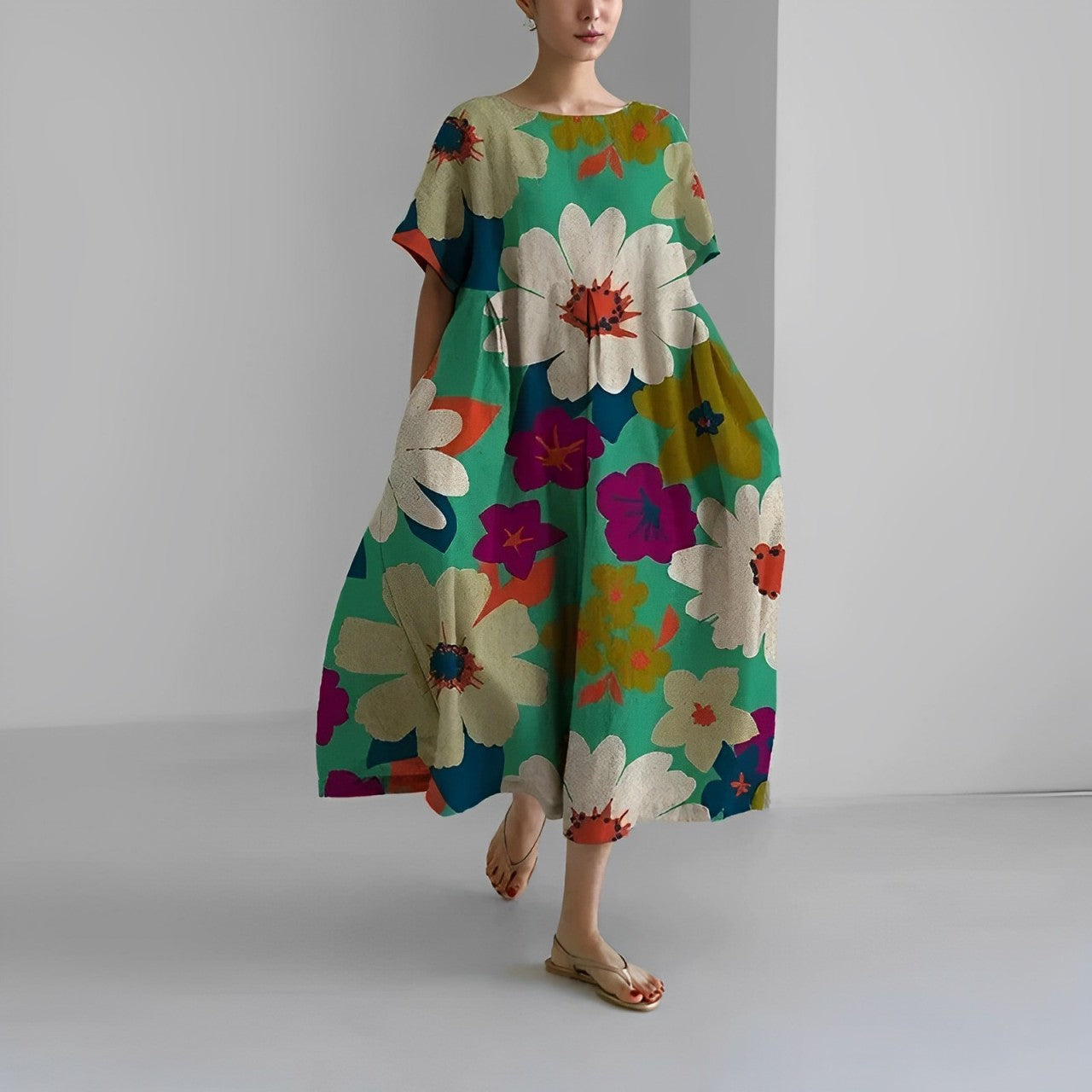 Vibrant Floral Maxi Summer Dress