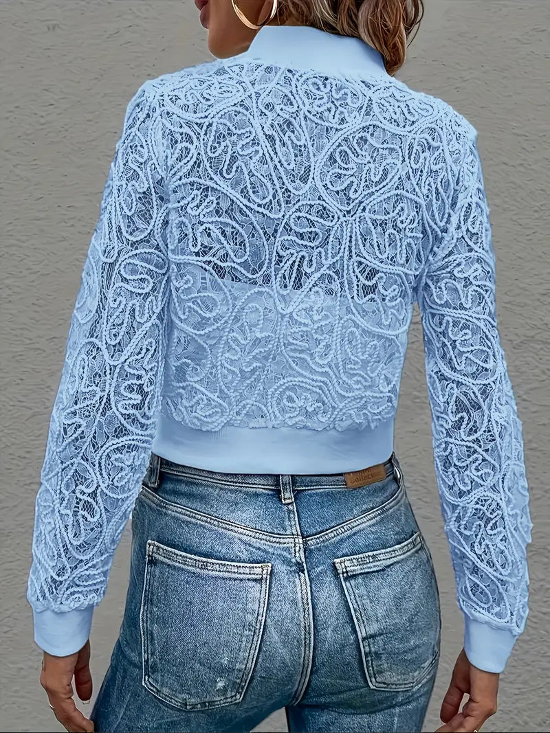 Short Embroidered Women's Bomber Jacket