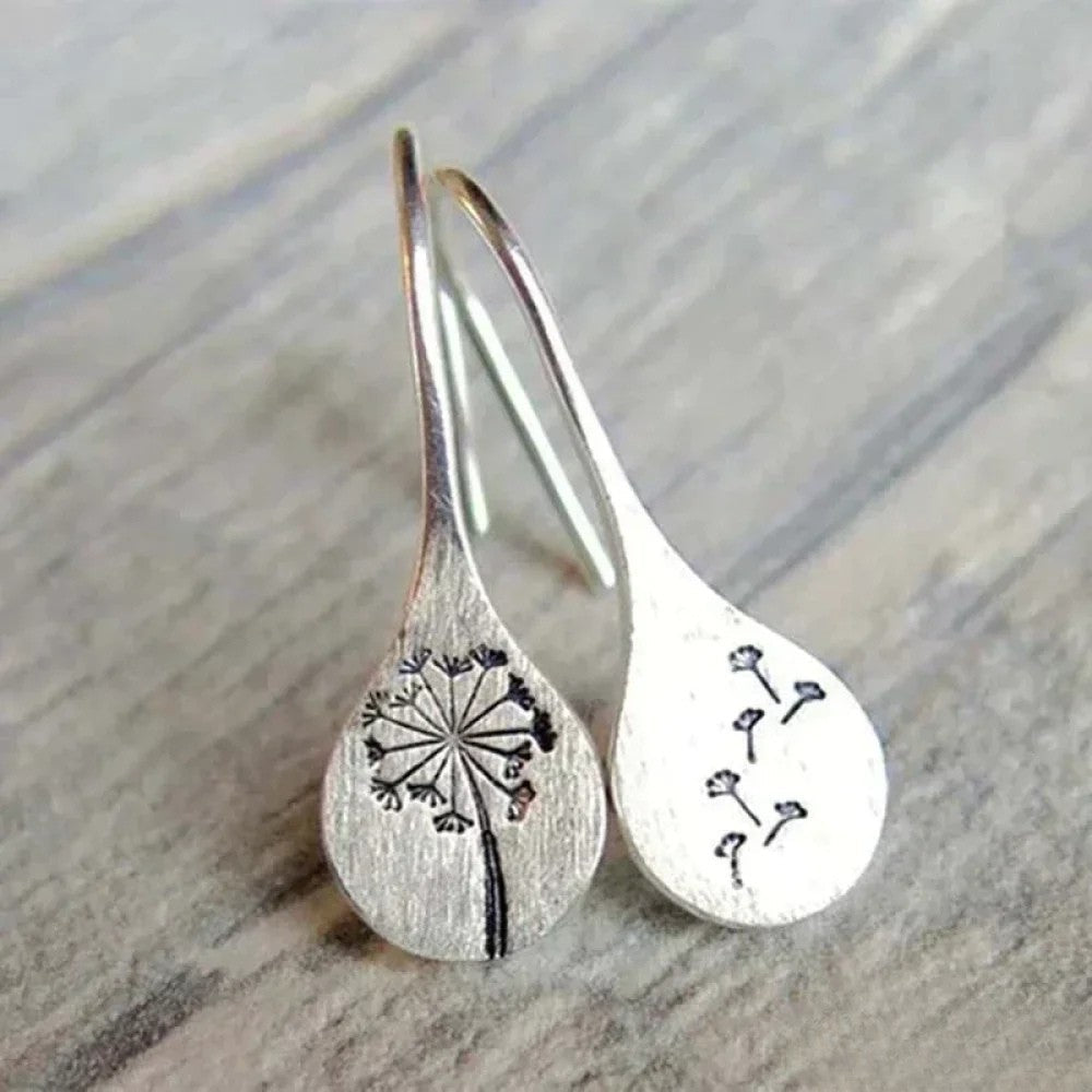 Delicate Floral Drop Earrings in Silver Tone - Luxivelle