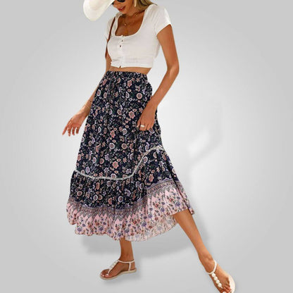 Flowy Floral Long Skirt for Women