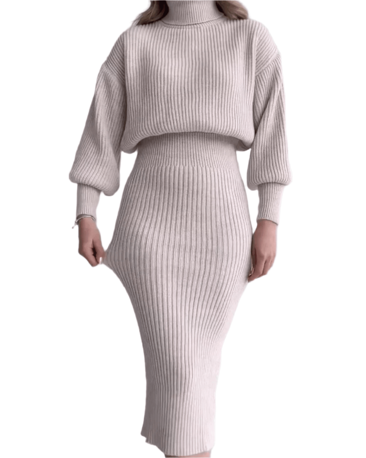 Textured Knit Sweater Dress - Chic