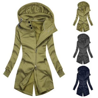 Women's Fitted Hooded Neck Sweater Jacket