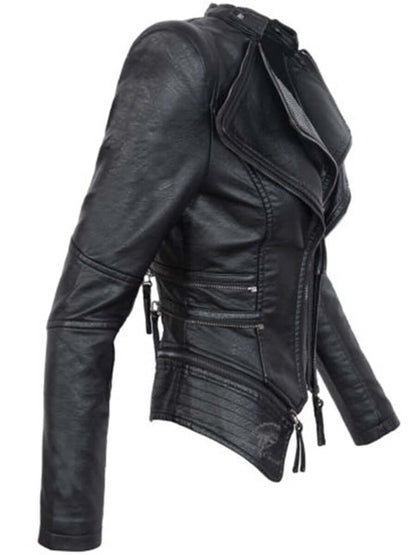 Edgy Women's Faux Leather Motorcycle Jacket