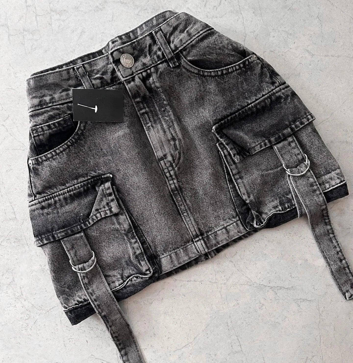 Fashionable High Waist Jean Mini Skirt