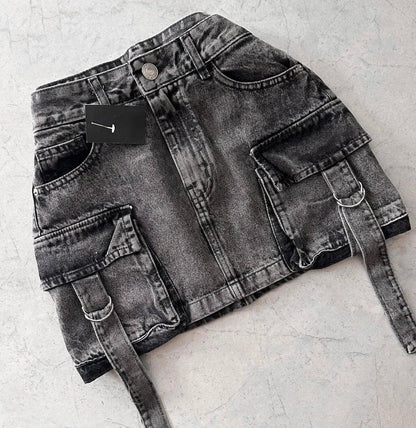 Fashionable High Waist Jean Mini Skirt