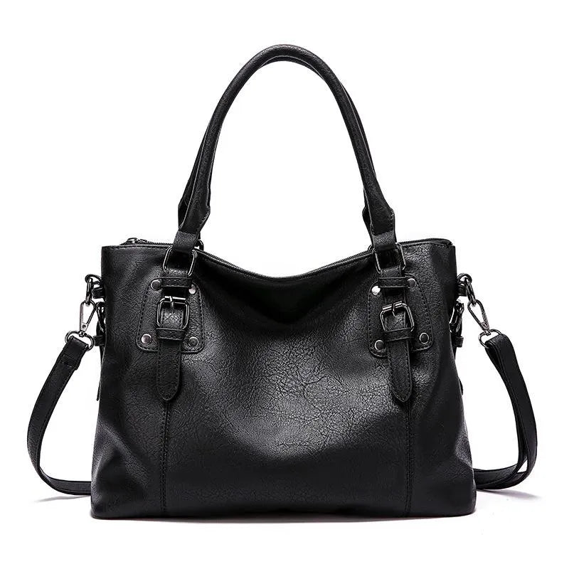 Blue Genuine Leather Tote Handbag