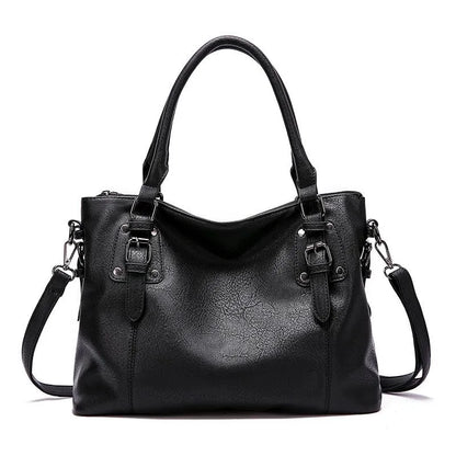 Blue Genuine Leather Tote Handbag