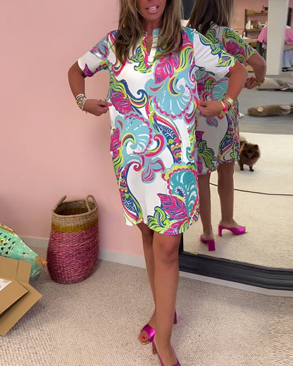 Comfortable Floral V-Neck Summer Dress