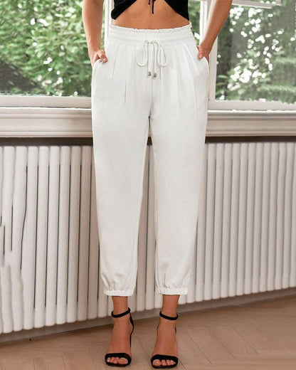 Relaxed Fit Elastic Waist Pants