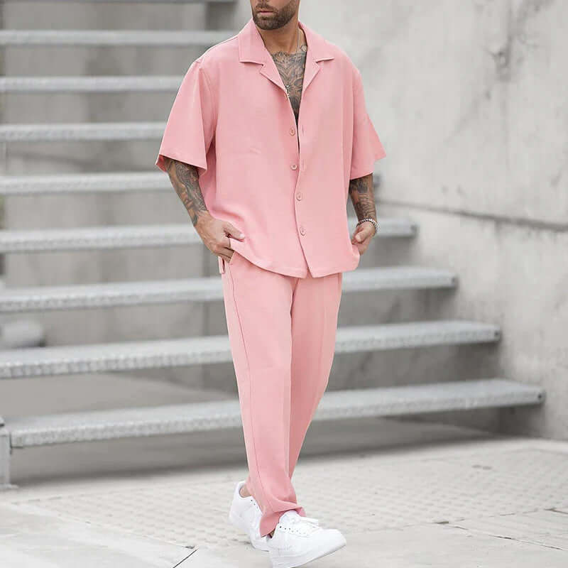 Relaxed Fit Casual Shirt and Pants Set