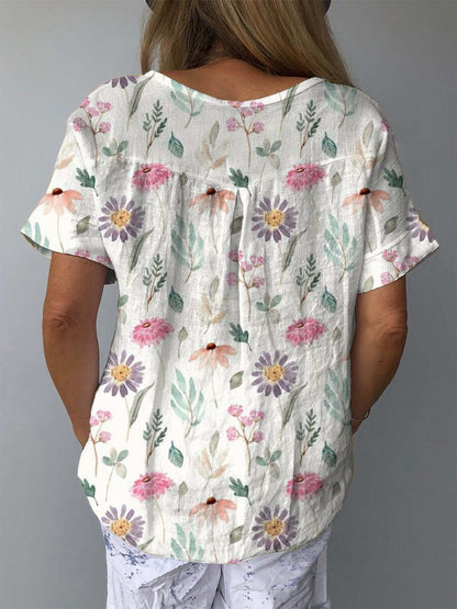 Classic Floral Relaxed Fit Cotton Blouse