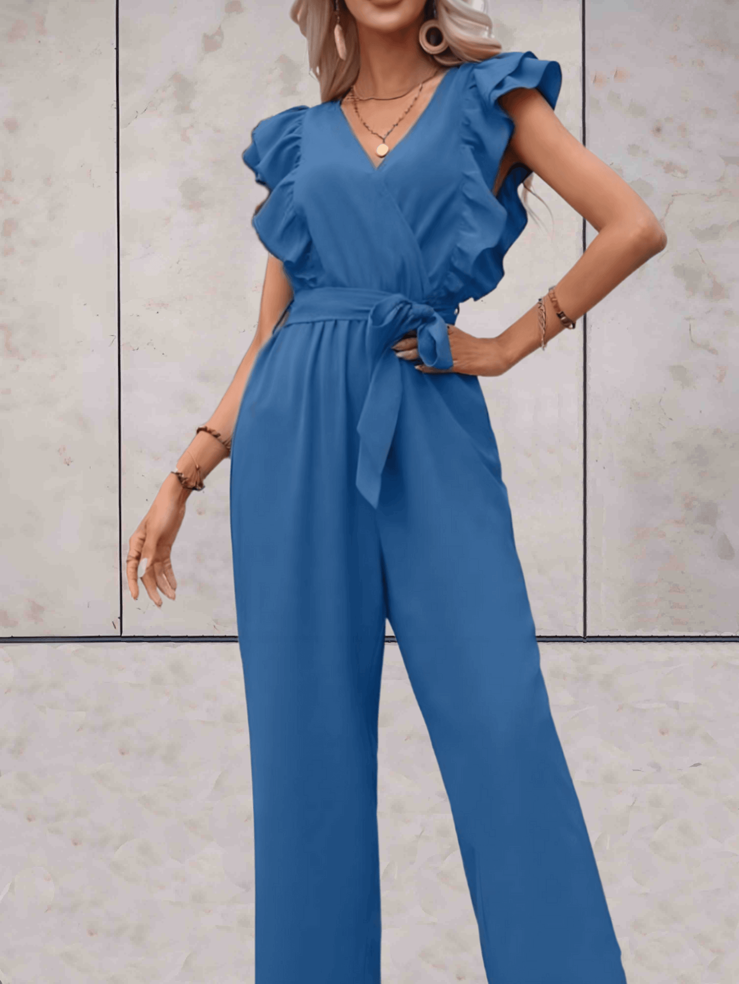 Chic Flare Sleeve V-Neck Romper