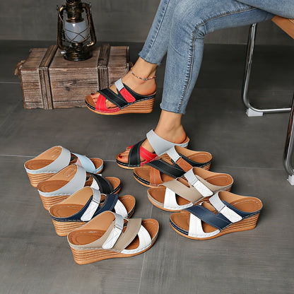 Vibrant Colorblock Wedge Sandals