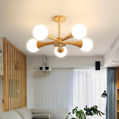 Luxury Wood and Glass Pendant Light