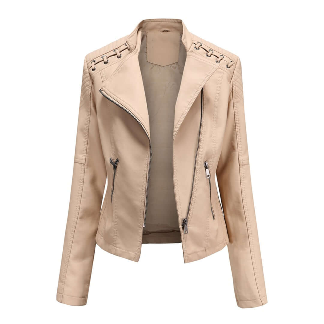 Ladies Vegan Leather Motorcycle Jacket - Luxivelle