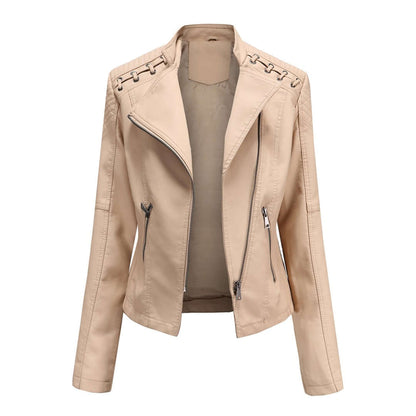 Ladies Vegan Leather Motorcycle Jacket - Luxivelle