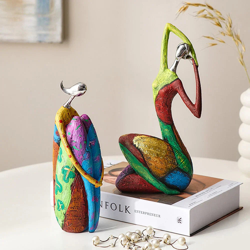Colourful Female Figurine Resin Art Sculpture for Home