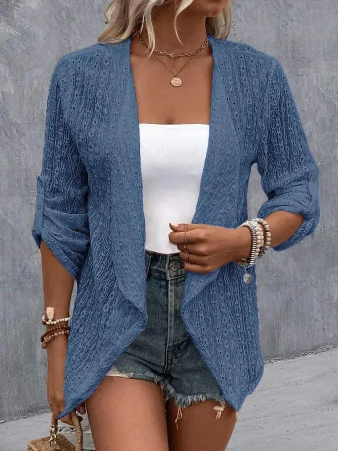 Ladies' Lace Trim Short Sleeve Sweater