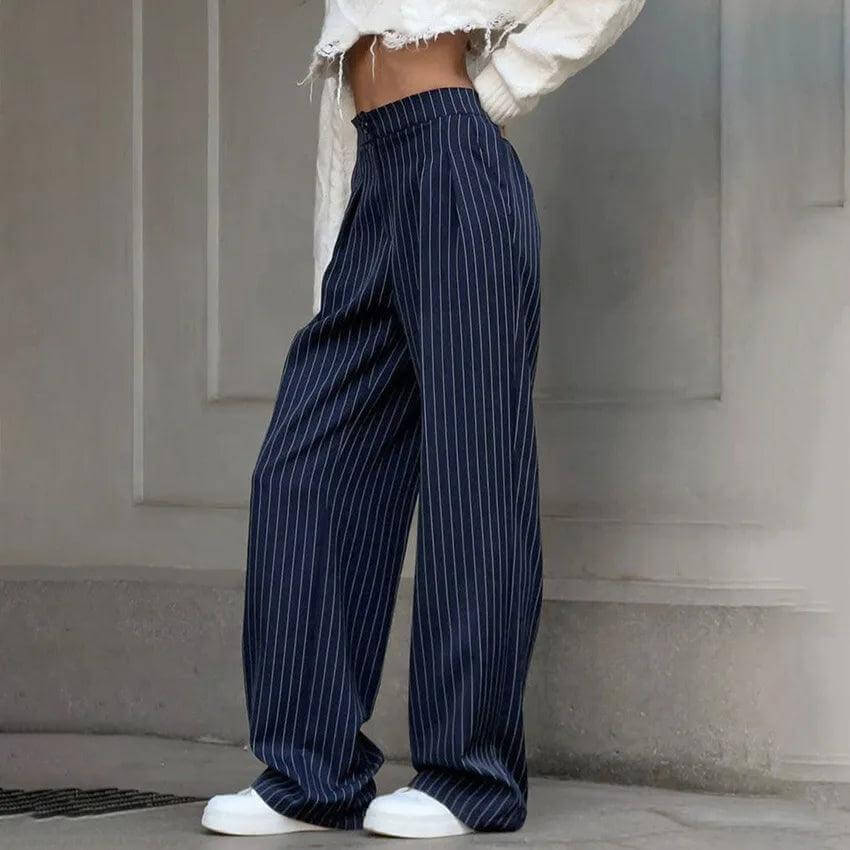 Ladies Classic Wide Leg Stripe Pants