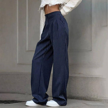 Ladies Classic Wide Leg Stripe Pants