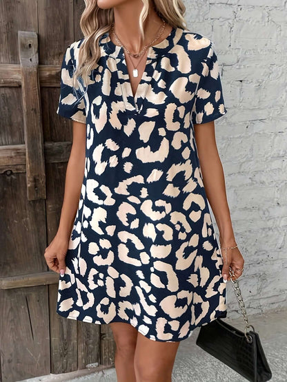 Animal Print Deep V Dress