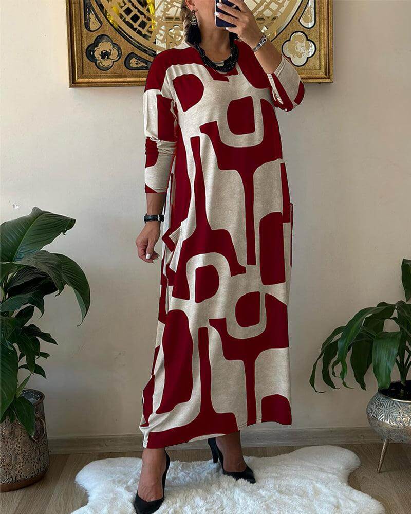 Fashionable Floral Long Sleeve Women's Dress