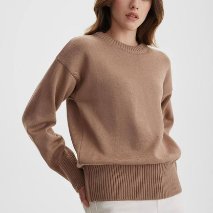 Feminine Crew Neck Fitted Knit Top