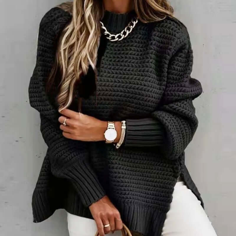 Ladies' Crew Neck Warm Knit Sweater