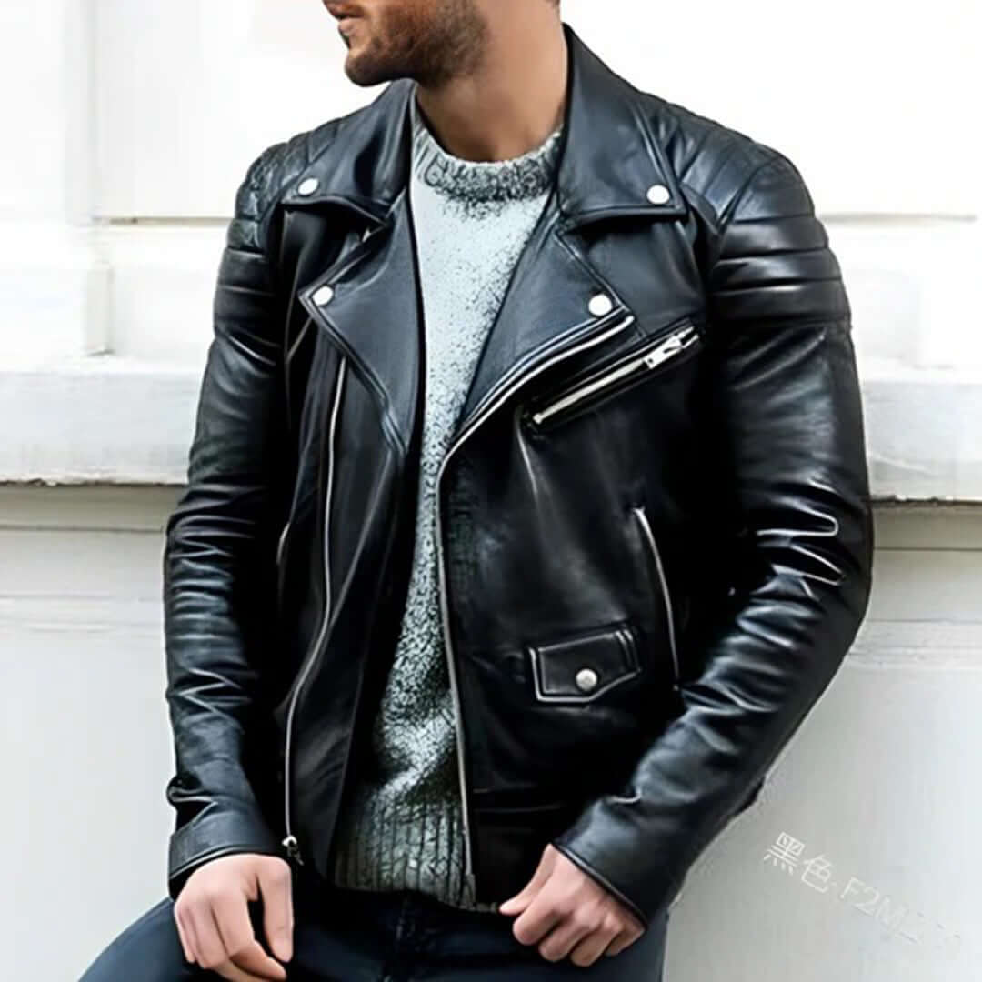Leather Motorcycle Jacket - Luxivelle