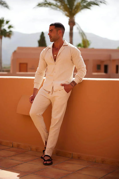 Breathable Summer Shirt and Pants Set for Men